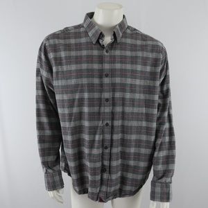 UNTUCKit Button Up Flannel Shirt Mens XXL 2XL Cotton Gray Red‎